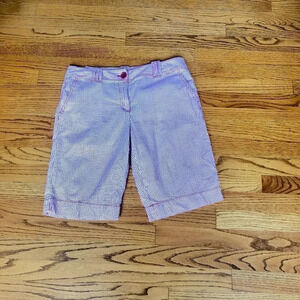 Ann Taylor Loft Red and White Seersucker Striped Bermuda Shorts Size 8